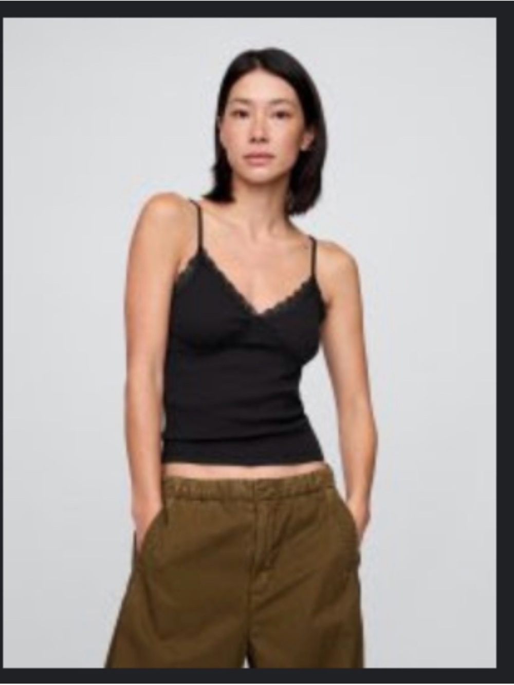GAP Lace-Trim Waffle-Knit Crop Cami